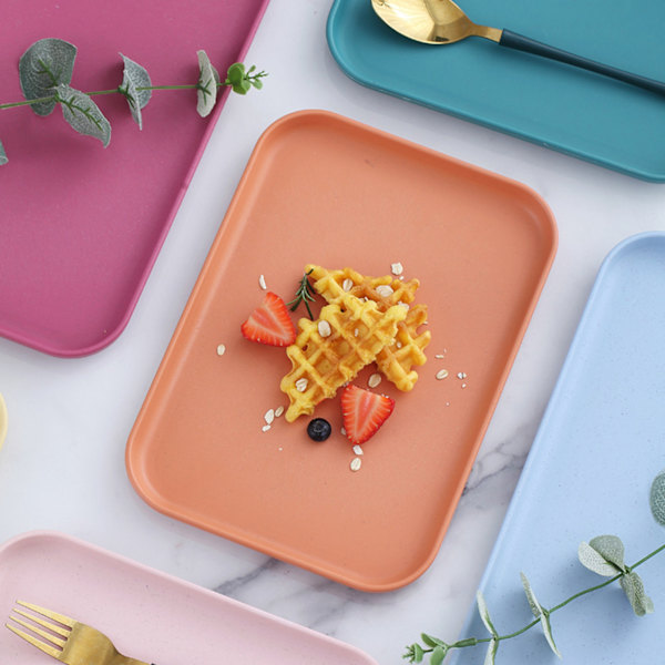 Keittiö Tarjoilualusta Vehnänolki Suorakulmainen Pohjoismainen Tyyli Cupcake Hedelmä Snack Teepöytä Kotitoimisto Ravintola Vaaleansininen L (Noin 38x27cm / 15.0x10.6in)
