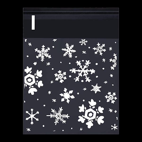 100 st Julklappsförpackningspåse Plastförpackningspåse Snowfake Tryckt godispaketpåse