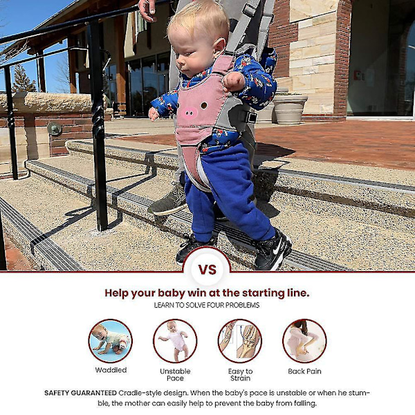 Baby Walking Helper Harness - Toddler Handheld Walker Belt - Rosa