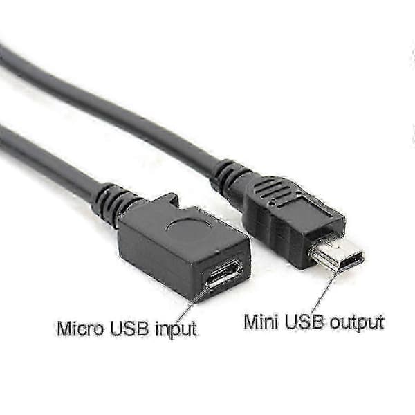 Micro USB hun til mini USB han adapter opladningskonverteringskabel 13cm
