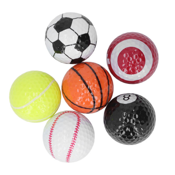 6 stk. farverige golftræningsbolde - Gaveæske med forskellige boldelementer - Nyhedsgolfbolde til golftræning