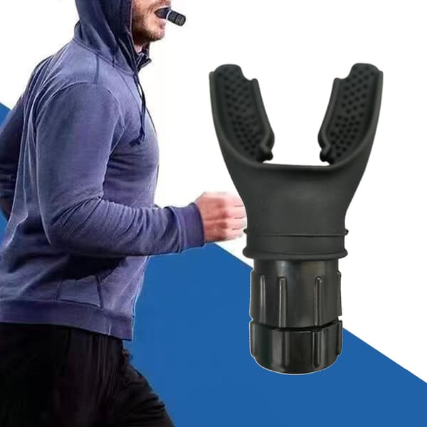 Portable Lung Training Trainer Expander Device Lung Capacity Training Abdominal Breathing Training Adjustable Resistance with Silicone Mouthpiece Black