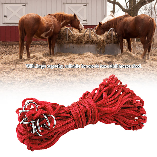 Hestefôr Bg Nylon Slow Feeder Equine Hay Net Fôringspose med Henger Rød M