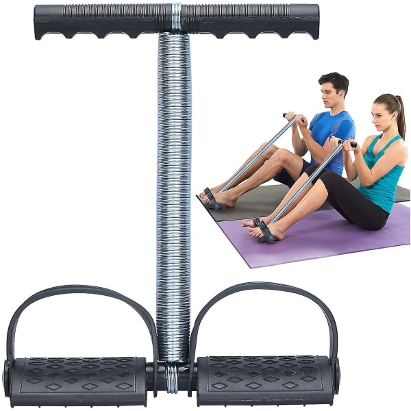 Multifunktionell sportutrustning Pedal Bodybuilding Expander Fjäderrör Fotpedal Dragrep Fitness för fitness yogaträning (svart)