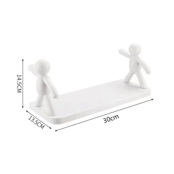 Wall Mounted Shelf Hole Free Installation Small Doll Shape Large Capacity Plastic Stable Load-Bearing Storage Rack White