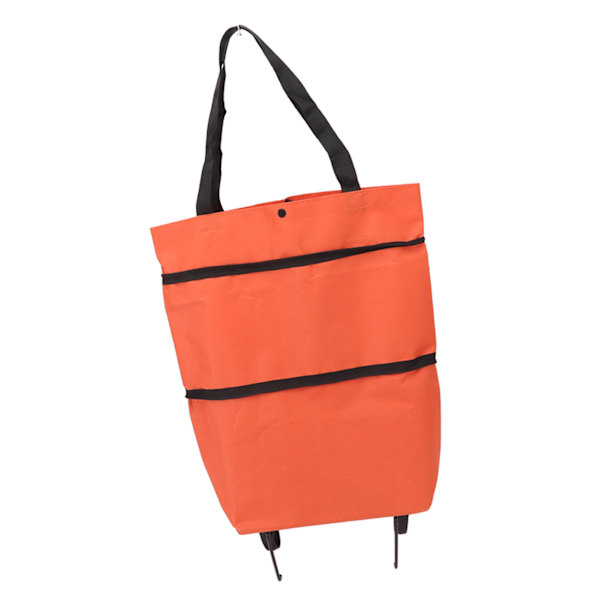 Indkøbsvogn Foldbar Taske Stor Kapacitet Lynlås Design Oxfordstof med Hjul til Camping Orange
