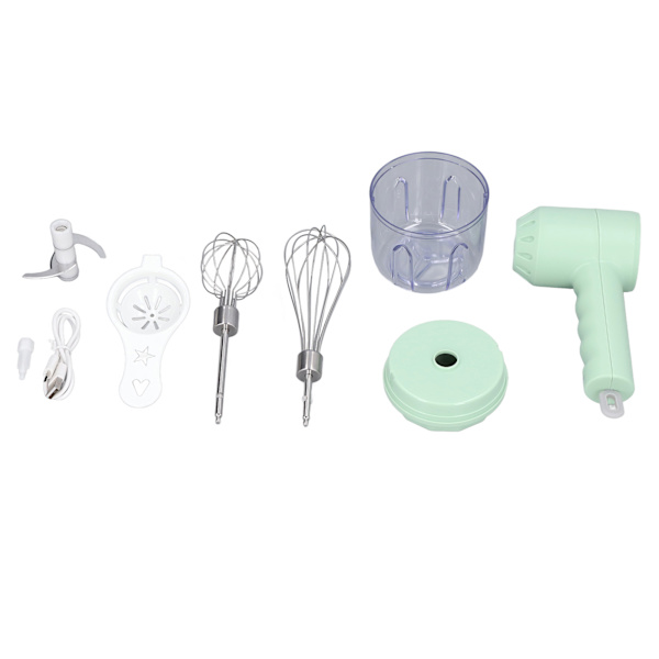 Elektrisk sladdlös handmixer liten hushållsvisp 3 hastigheter för köksbakning grön