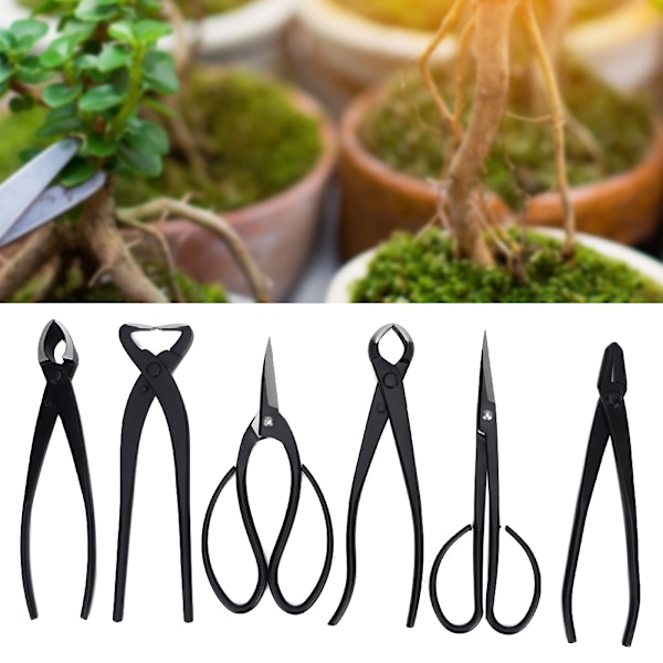 6 stk Multifunktionelt Bonsai Plant Træ Saks Trim Skæringsværktøjssæt med Opbevaringspose