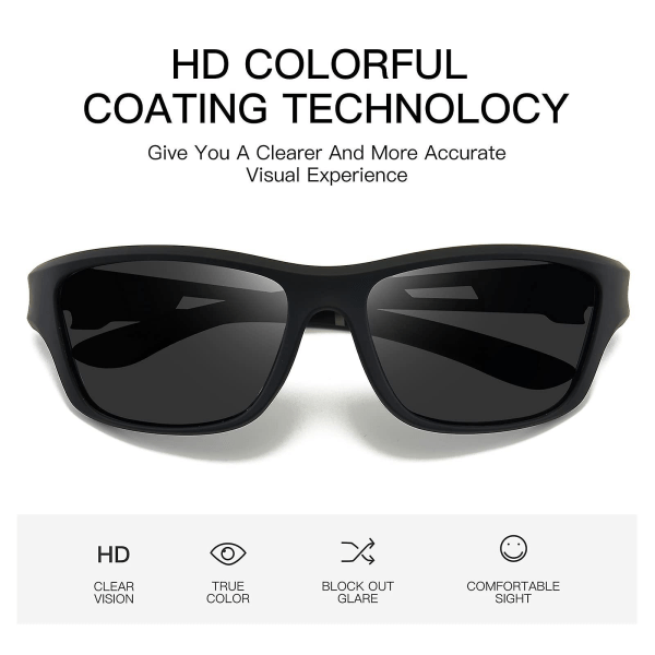 Polariserte sportsbriller Solbriller med Uv400 beskyttelse for kjøring Løping Sykkel Fiske Golfsolbriller