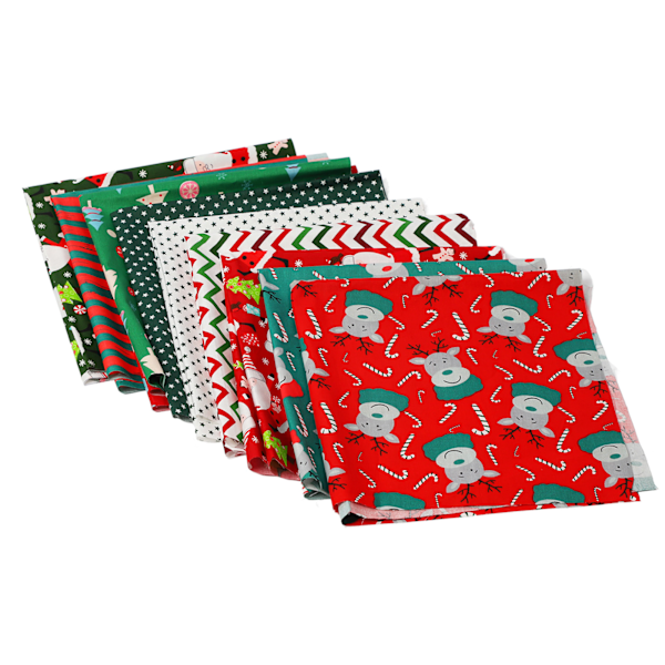 10 stk. Julebomullsstoff Twill Trykking Moderne Dekorativt DIY Bomullsstoff Syhåndverk Stoffgruppe A