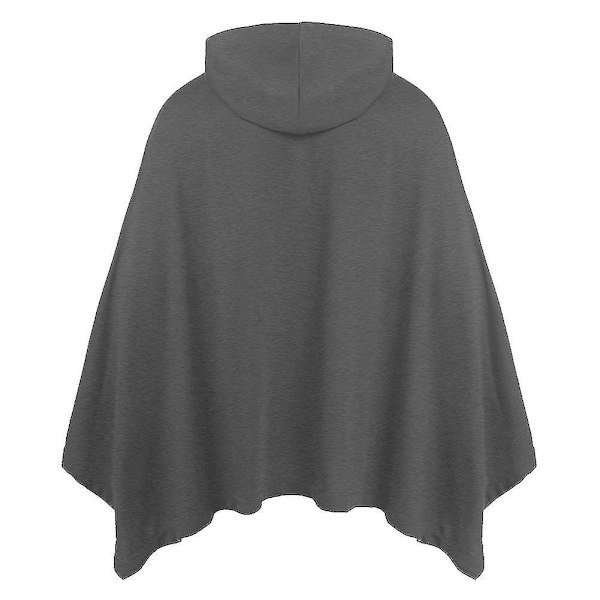 Afslappet Mørkegrå Hættetrøje Poncho Kappe Frakke - Unisex Mode Trøje