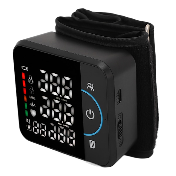 Handledsblodtrycksmätare Digital LED-display Uppladdningsbar automatisk BP-mätare med 180 avläsningsminne