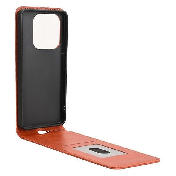 Kompatibelt med Xiaomi Redmi Note 14 5G-skal med kortplats, magnetiskt vertikalt fällbart läderfodral[LD] Orange