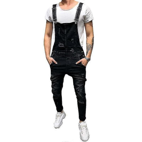 Herre Denim Overaller Uformelle Jeans Dunga Jumpsuits Med Lommer Black S