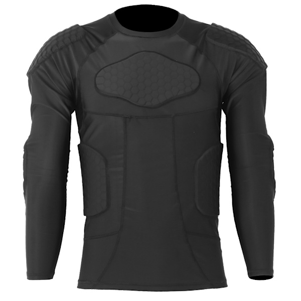 Tykke anti-kollision brystbeskyttelse Langærmet sportsdragt tights til fodbold Basketball skiløbstræning Beskyttelsesudstyr Sort (XL(anbefaler 75-85 kg))