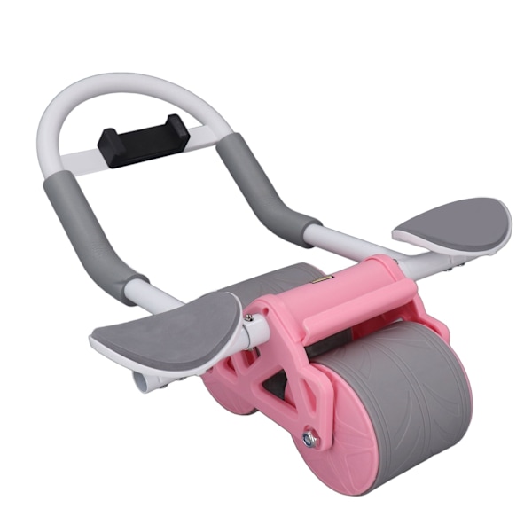 Abdomen Roller Träningshjul Automatisk Rebound Abdomen Roller med telefonfäste för gravid kvinna Rosa