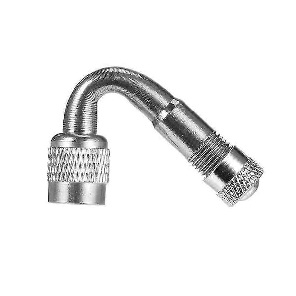 Mässingsluftdäckventil Schrader-förlängning Däckventilförlängare Cykel Bil Motorcykel Ventiladapter Däckslangförlängningsadapter 6135 Degree Silver