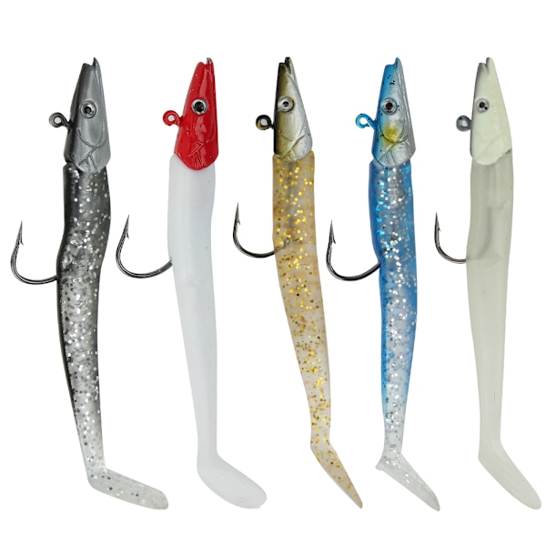 Heads Krok Mjuk Simulering Lockbete Set Fisketillbehör Fem färger 12,5cm
