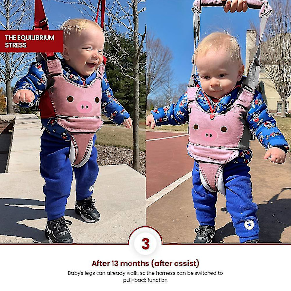 Baby Walking Helper Harness - Toddler Handheld Walker Belt - Rosa