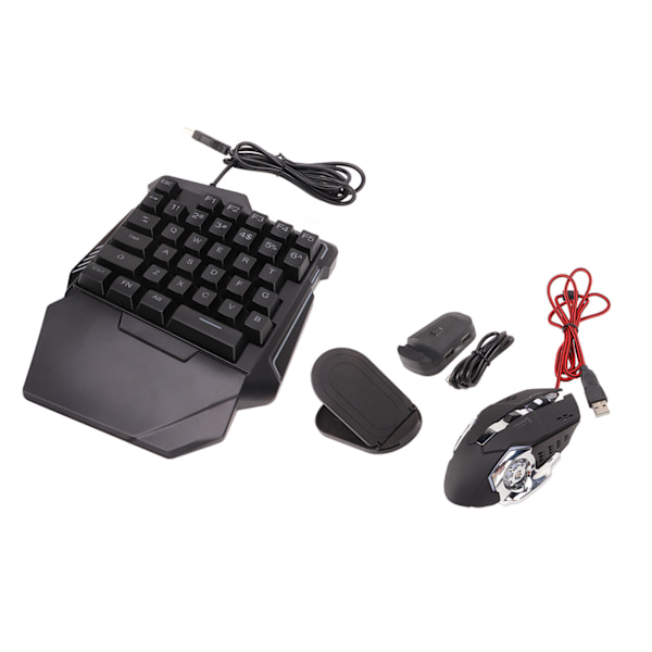 Enhands Gaming Tangentbord Mus Converter Kabelansluten 35 tangenter Bakgrundsbelyst tangentbord 6 tangenter Gaming Mouse Converter Set med fäste