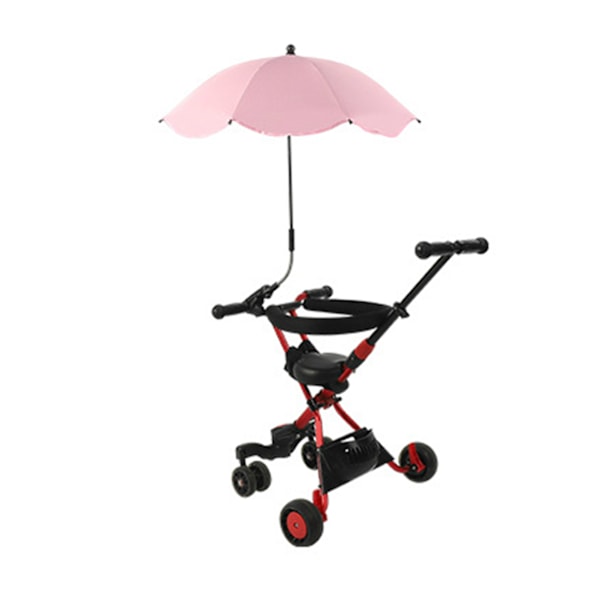 Barnvagn Paraply UV-skydd 360 grader Justerbar Automatisk Vattentät Bärbar Barnvagn Solskydd Rosa