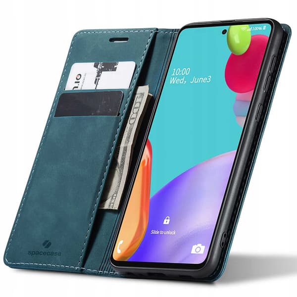 Spacecase Lommebok Kompatibel med Galaxy A52 5G Deksel Blått