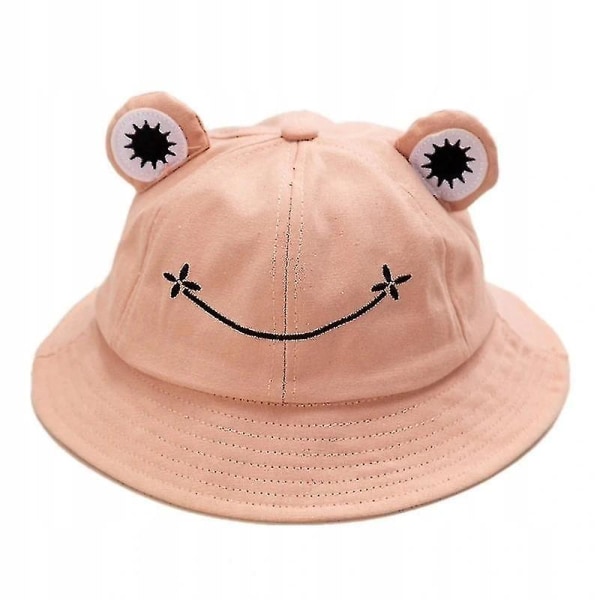 Cartoon Frog Bucket Hat, Unisex sommarsolhatt för vuxna, vikbar fiskehatt med bred brätte Pink