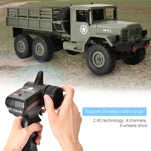 6WD RC Bil 2.4G Fjernbetjening Crawler Bil Klatrebil Legetøj (Hærmgrøn)