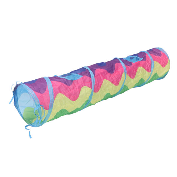 Cat Tunnel Rainbow Wave Color Rolig interaktiv hopfällbar kattungetunnel för inomhusbruk