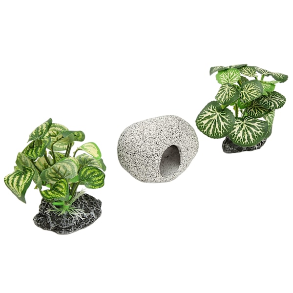 Kunstige akvarieplanter Simulering af akvariedekorationer Sæt med keramisk stenhule til akvarium