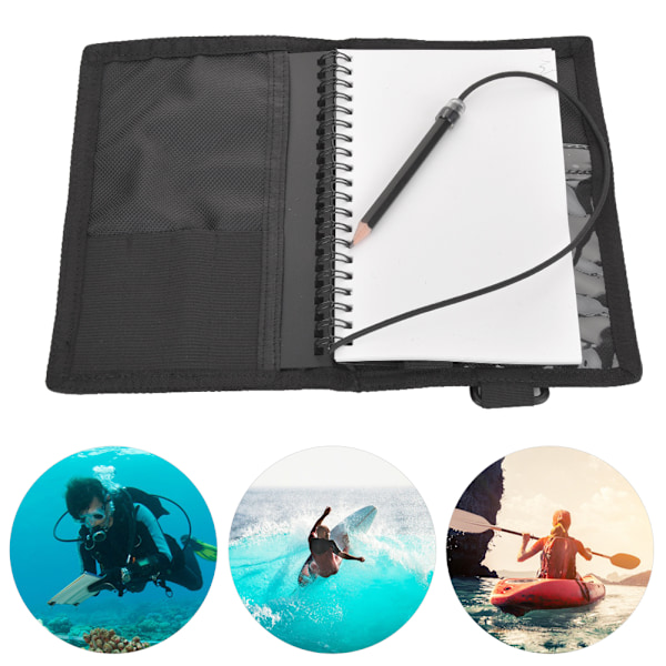 PU-belagt Nylon Dug Dykke Notesbog Vandtæt Skriveplade Scuba Snorkling Tilbehør Rød Stribe