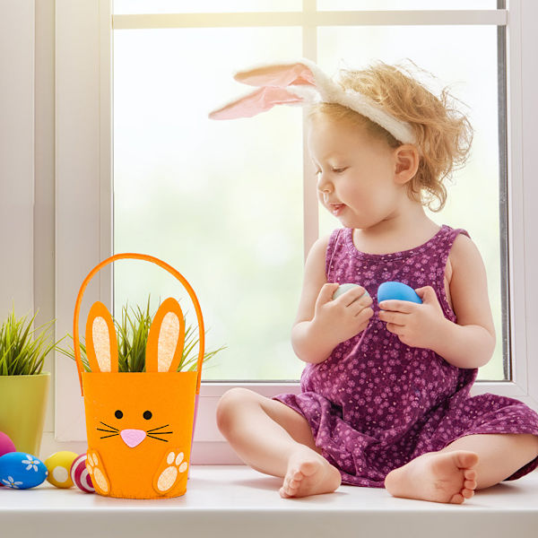 Pääsiäiskori Muna-pusseja lapsille Ei-kudottu Makeiset Munakori Kangaskassi Kaninpainatut ämpärit pojalle tytölle Pääsiäiskori