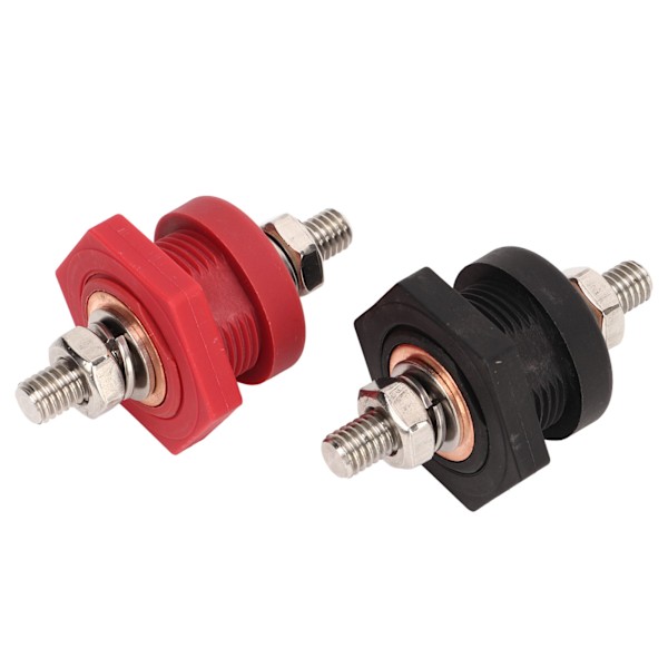 1 Par Thru Panel Batteri Terminaltilkoblinger 3/8 Tommer Svart Rød 440A Positiv Negativ Kryssforbindelse Stud Post for Bil Båt