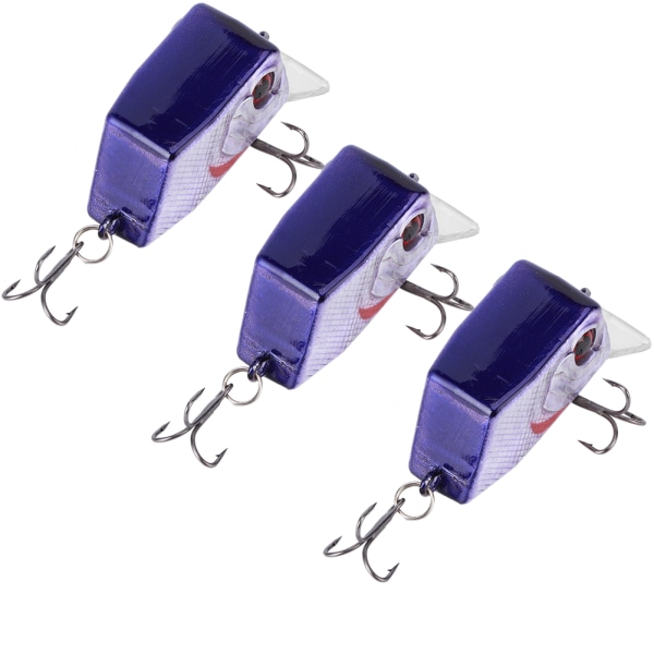 3 stk Unik firkantet form Mini Lure Kunstig Simulering Realistisk agn Fiskeutstyr2#