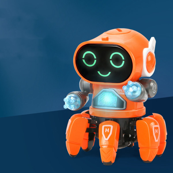 Robotlegetøj Seks kløer Plast Intelligent Dans Sanglys Elektrisk robotlegetøj til drenge Orange