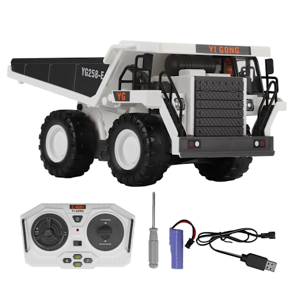RC dumper 2,4Ghz simulerad signalstabilitet Vit RC konstruktionsfordon leksak för barn