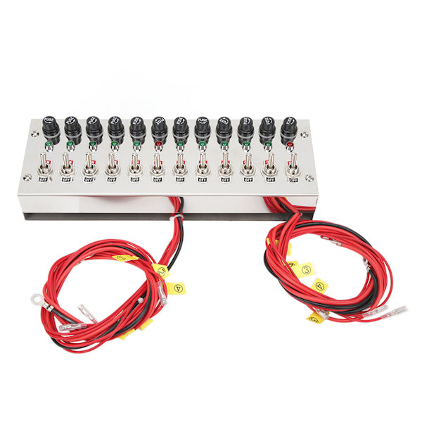 DC 12‑24V 12-gängs vippbrytarpanel Dash Mount Toggle ON Off Switch Panel för racerbilar Lastbilar Yachts Fartyg