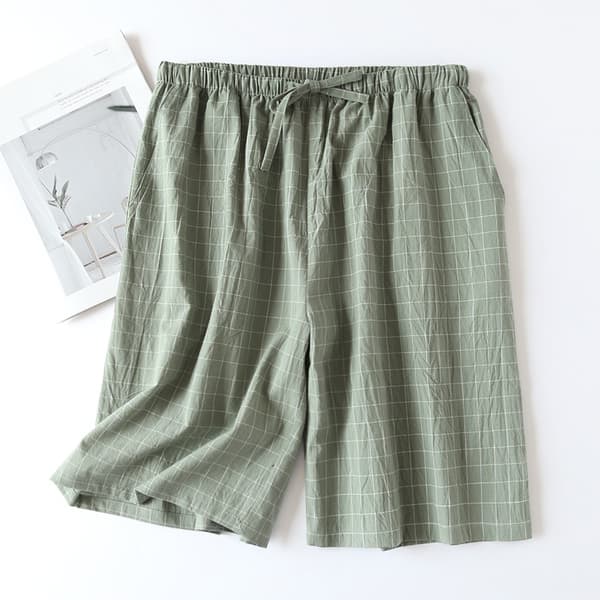 Herr vävda stretchpyjamasshorts gröna rutiga Green Plaid XL