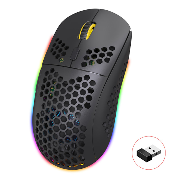 HXSJ T90 trådlös laddningsmus 3 lägen BT3.0+5.0+2.4G RGB-belysning Justerbar DPI för bärbara datorer