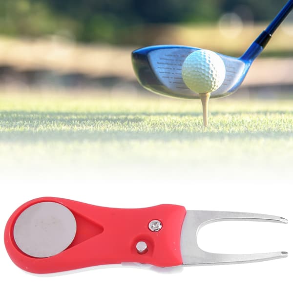 304 Stainless Steel ABS Plastic Handle Golf Spring Divot Repair Pitch Putting Fork Tool for Training Practice Red