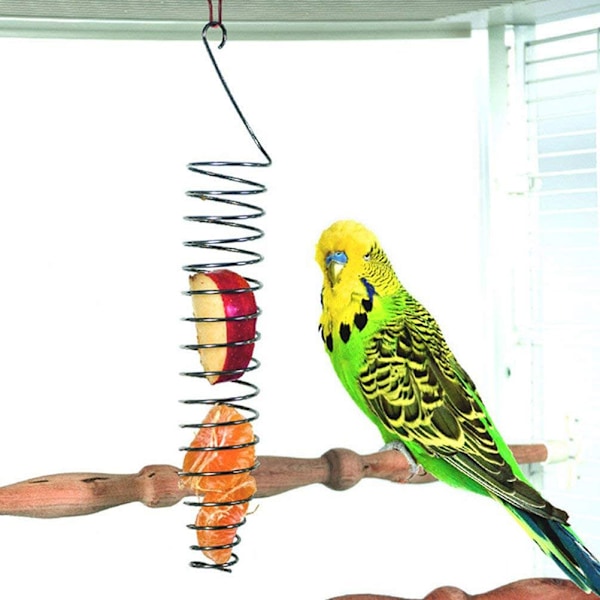 Rustfrit stål Fuglefrugt Grøntsags Holder Fuglefoderkurv Spid til papegøjer Cockatiels Fugle
