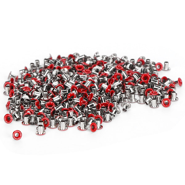 500 st Mässingsöljetter 2mm Innerhål Färgstarka Grommets Kit för Kläder Skor Väska DIY Hantverk Röd