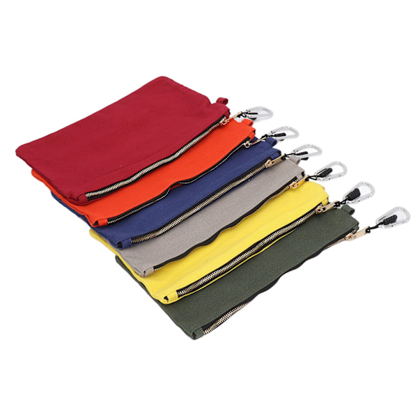 6 stk glidelås Verktøyveske Heavy Duty Utility Canvas Pose Sett med karabinkrok Multipurpose Organizer