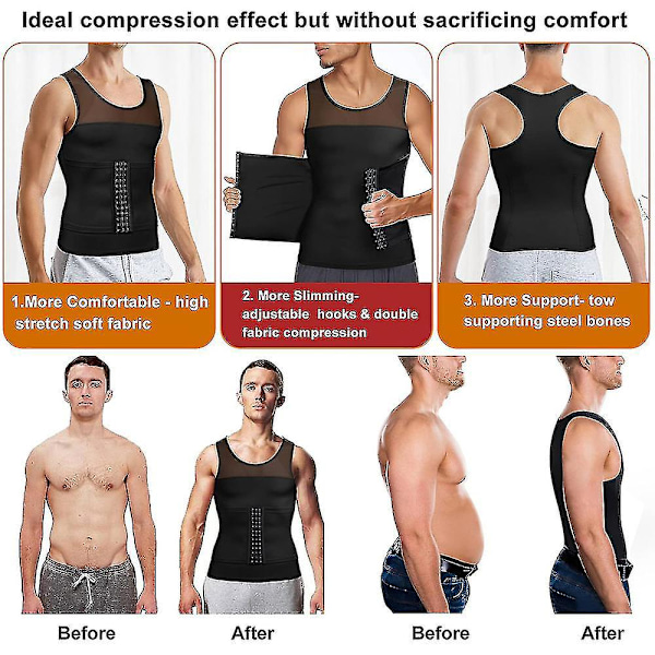 Smalnande Body Shaper Kompressionsväst för Män Vit Storlek M