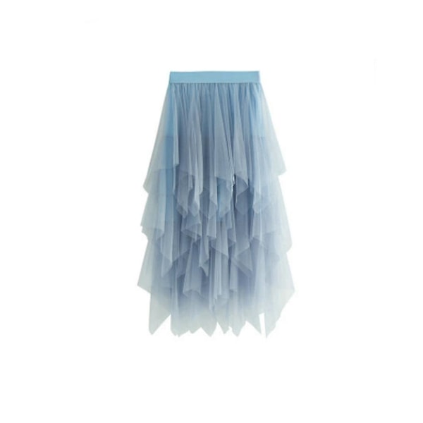 Svart Mesh Lang Tulle Skjørt med Elastisk Midje for Kvinner