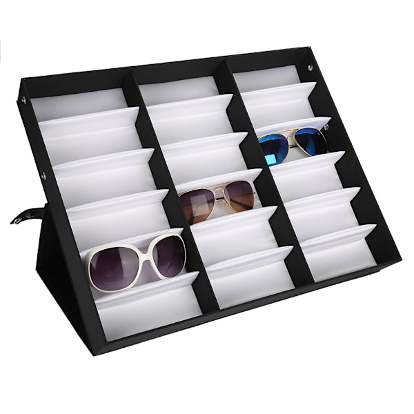 18 Grids Glasögon Display Case Solglasögon Förvaringslåda Organizer Glasögon Smycken Display Box