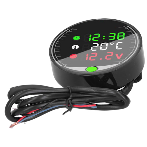 LED Motorcykel Modifierad Voltmeter Omgivningstemperaturmätare Kronograf 9‑24V Universal