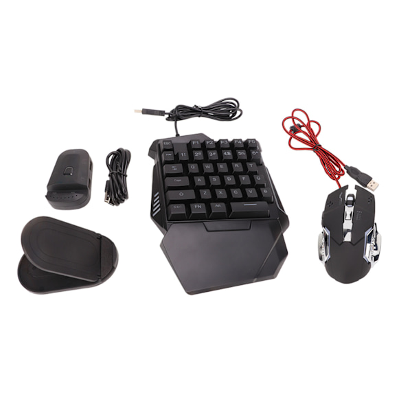 Enhånds Gaming Tastatur Mus Konverter Kabelforbundet 35 Taster Baggrundsbelyst Tastatur 6 Taster Gaming Mus Konverter Sæt med Beslag