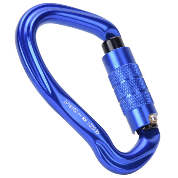 7075 Flygplansaluminium Master Lock Karabiner D-Ring Säkerhetsspänne Säkerhetsutrustning Växlar för utomhusklättring Camping Blå