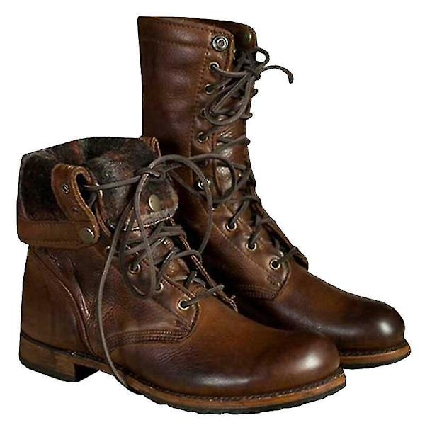 Punk Style Herr Retro Snörning Motorcykel Ankel Boots Combat Skor